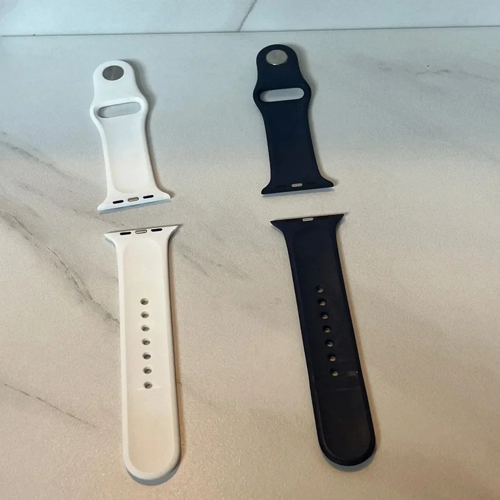 White and Navy Blue Apple Watch Bands